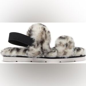 Dolce Vita Black and White Fur Slippers